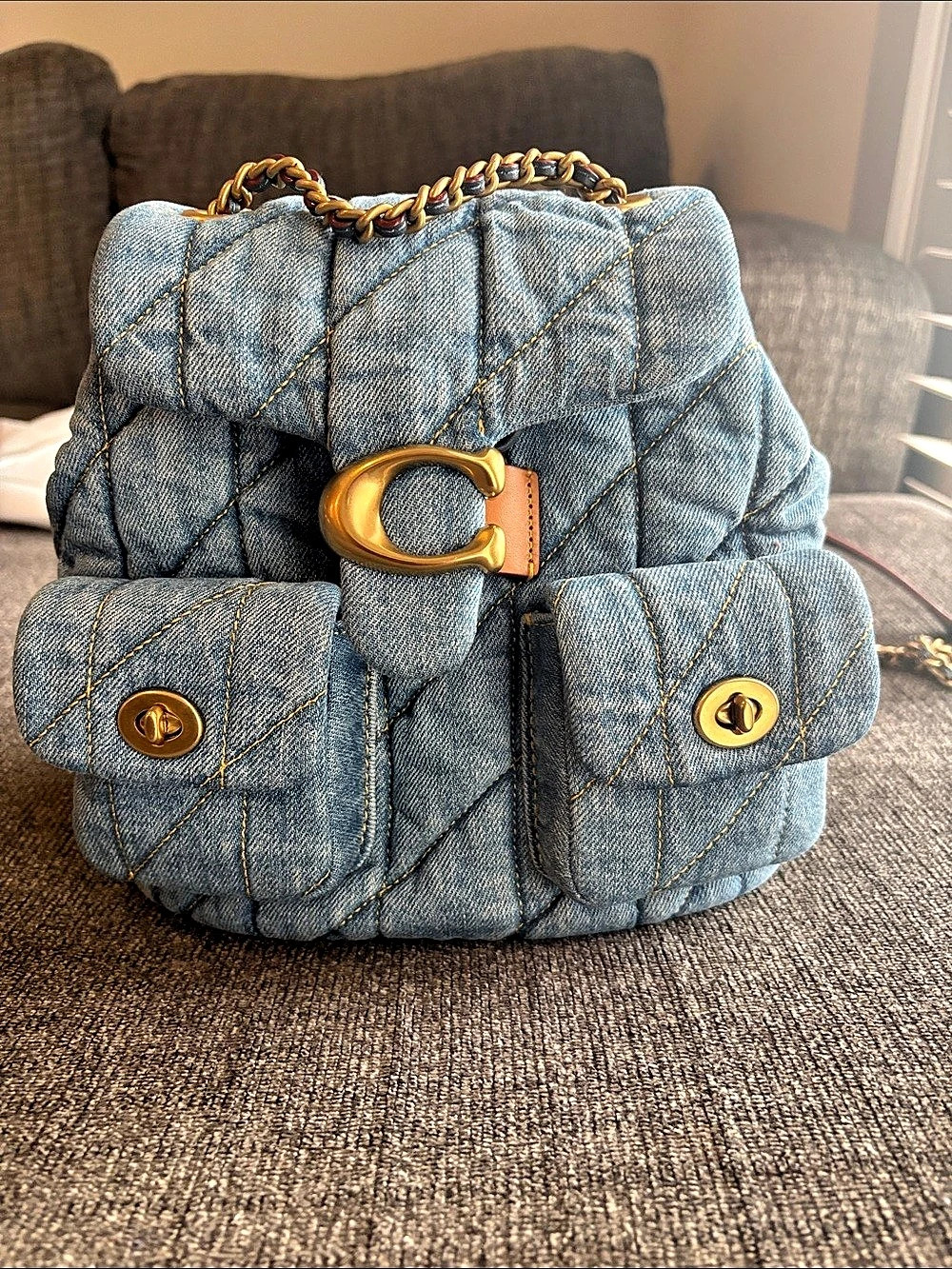 Coach Tabby Backpack With Quilting in Denim Blue